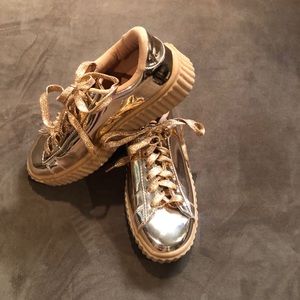 Miss Behave gold shoes.